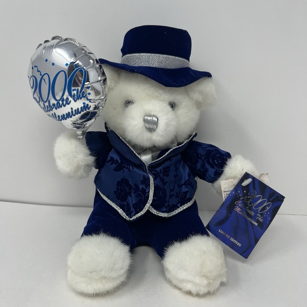 Unbranded Millennium Teddy Bear 9 Inch Blue Limited Edition Plush 2000